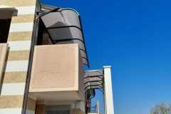 pensilina per pioggia in policarbonato